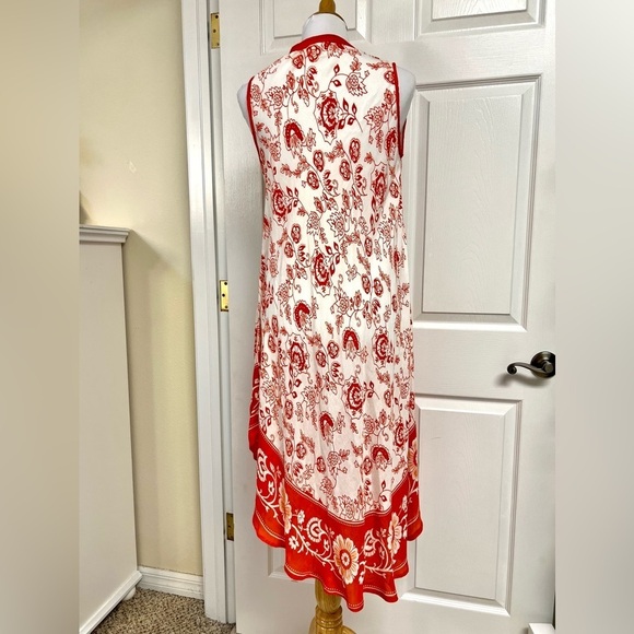 SEVEN ISLANDS New York Orange floral boho flowy resort midi dress women’s size M - Picture 6 of 8